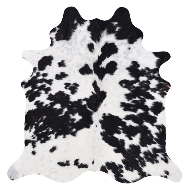 Millwood Pines Nobhill Real Cowhide Black/Brown/White Area Rug
